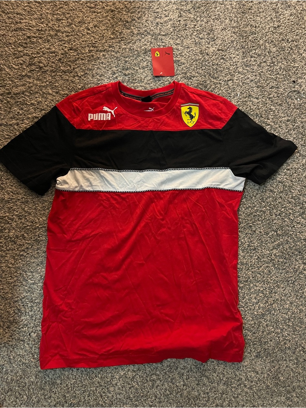 Puma Red, Black & White Ferrari Crest Short Sleeve Tee